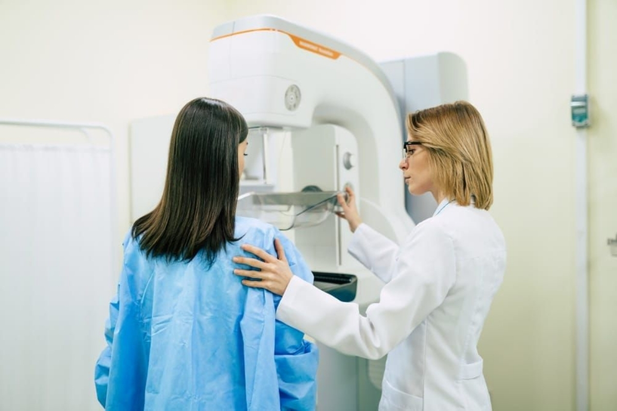 Patient during X-ray scanning